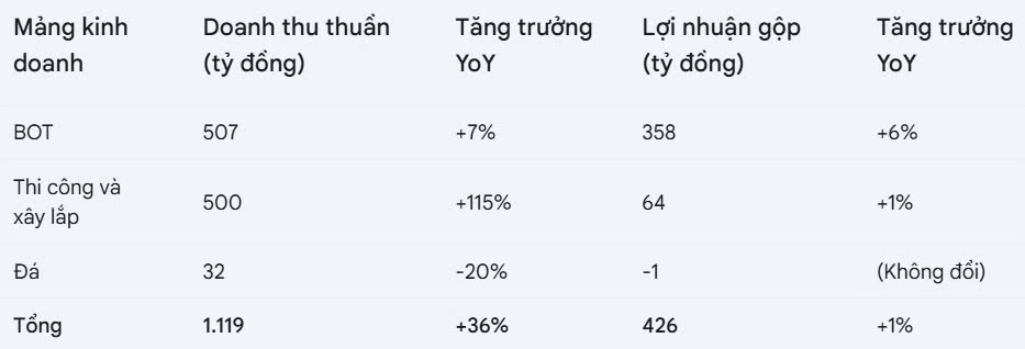 Kết quả kinh doanh CTI theo từng mảng 2024